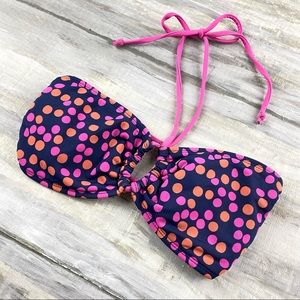 Xhilaration Dot Print Bandeau Bikini Top Polka Dot Swim Tie Bathing Suit Top S